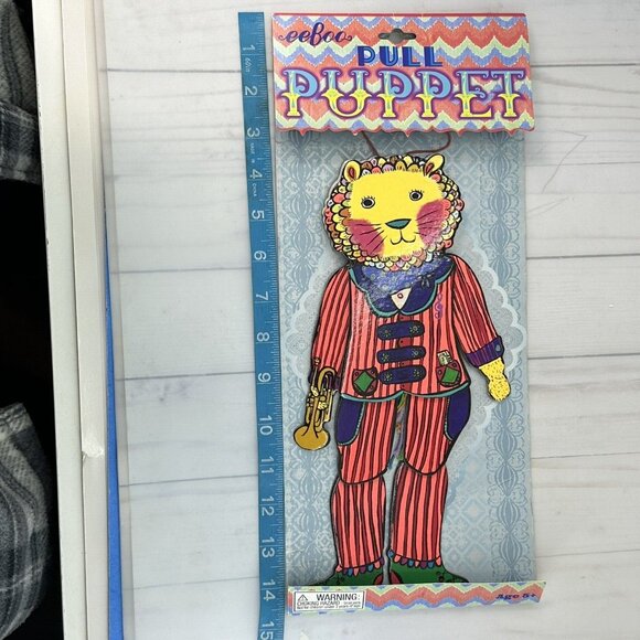 Pull String Toy Jumping Jack Puppet Circus Clown Lion Artisan Wall Art Decor - Picture 6 of 9